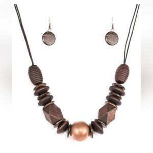 Paparazzi Grand Turks Getaway Brown Wood Necklace - New